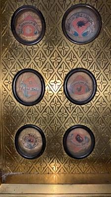 Reliquary style Gothic - style en Bronze Hand Painted / Stones, Belgium 19th century ( anno 1870 )