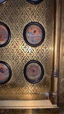 Reliquary style Gothic - style en Bronze Hand Painted / Stones, Belgium 19th century ( anno 1870 )