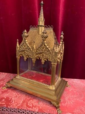 Reliquary style Gothic - style en Bronze - Gilt / Glass, France 19 th century ( Anno 1875 )