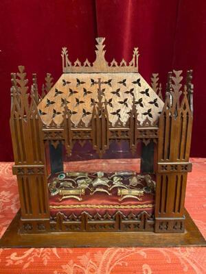 Reliquary - Relic Ex Ossibus Relics style Gothic - style en Wood / Glass, 19 th century