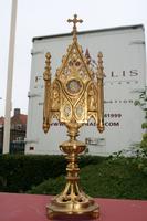 Reliquary. Relic Of St. Vincentius A Paulo. style Gothic - style en Bronze / Gilt, France 19th century