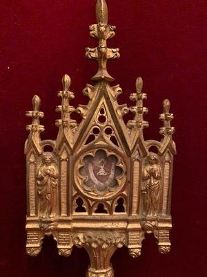 Reliquary Relic Of The True Cross style Gothic - style en Bronze / Gilt, France 19th century ( anno 1875 )