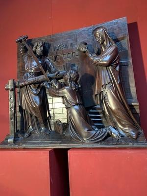 Retable  Holy Family  Fully Hand-Carved Wood style Gothic - style en hand-carved wood , Dutch 19th century ( anno 1865 )