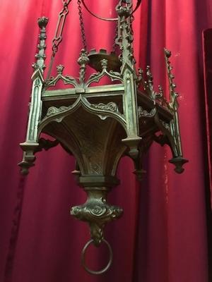 Sanctuary Lamp style Gothic - style en Bronze / Gilt, France 19th century ( anno 1875 )