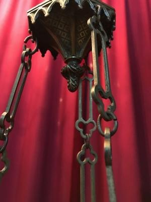 Sanctuary Lamp style Gothic - style en Bronze / Gilt, France 19th century ( anno 1875 )