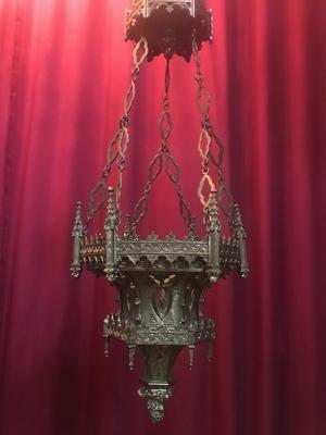 Sanctuary Lamp style Gothic - style en Bronze / Gilt, France 19th century ( anno 1875 )