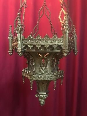 Sanctuary Lamp style Gothic - style en Bronze / Gilt, France 19th century ( anno 1875 )