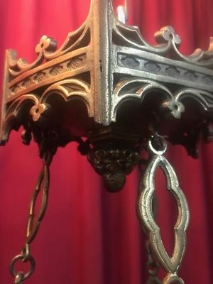 Sanctuary Lamp style Gothic - style en Bronze / Gilt, France 19th century ( anno 1875 )