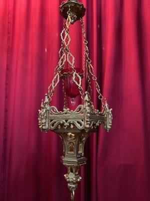 Sanctuary Lamp style Gothic - style en Bronze / Gilt, France 19 th century ( Anno 1884 )