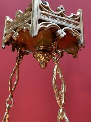 Sanctuary Lamp style Gothic - style en Full Bronze / Polished and Varnished, France 19th century ( anno 1875 )