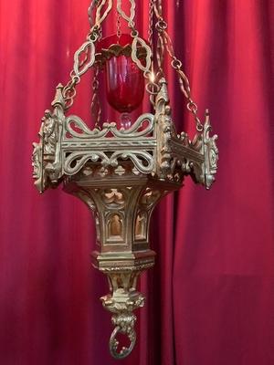 Sanctuary Lamp style Gothic - style en Bronze / Gilt, France 19 th century ( Anno 1884 )