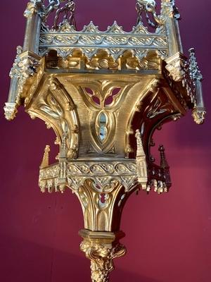 Sanctuary Lamp style Gothic - style en Full Bronze / Polished and Varnished, France 19th century ( anno 1875 )