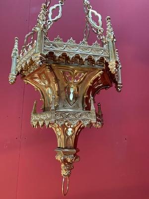 Sanctuary Lamp style Gothic - style en Full Bronze / Polished and Varnished, France 19th century ( anno 1875 )