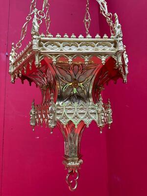 Sanctuary Lamp style Gothic - Style en Bronze / Polished and Varnished, Belgium  19 th century ( Anno 1865 )