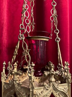 Sanctuary Lamp style Gothic - Style en Bronze Gilt, France 19 th century ( Anno 1875 )