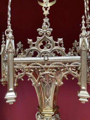 Sanctuary Lamp style Gothic - Style en Bronze / Polished and Varnished, France 19th century ( anno 1890 )