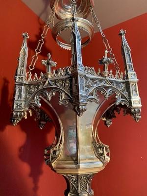 Sanctuary Lamp style Gothic - style en Brass / Plated , Dutch 19th century