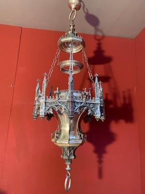 Sanctuary Lamp style Gothic - style en Brass / Plated , Dutch 19th century