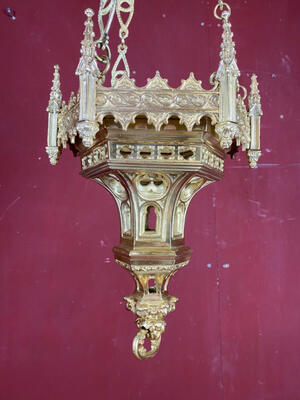 Sanctuary Lamp. style Gothic - style en Bronze / Polished and Varnished, France 19 th century ( Anno 1885 )