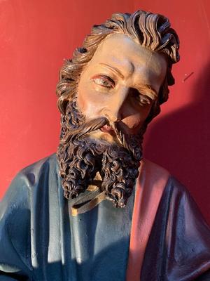 Sculpture  Apostle   style Gothic - style en Wood Polychrome, Italy 19 th century