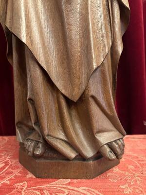 Sculpture St. Marc The Evangelist style Gothic - Style en Hand - Carved Wood Oak, Belgium  19 th century ( Anno 1865 )