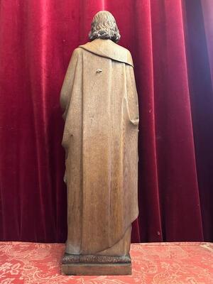 Sculpture St. Marc The Evangelist style Gothic - Style en Hand - Carved Wood Oak, Belgium  19 th century ( Anno 1865 )