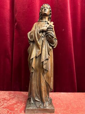 Sculpture St. Veronica style Gothic - Style en Hand - Carved Wood Oak, Belgium  19 th century ( Anno 1870 )