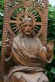 Seated Christ / Holy Heart style Gothic - style en hand-carved wood Oak, Belgium 19th century ( anno 1865 )