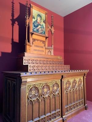 Small Home-Altar O.L. Of Perpetual Help style Gothic - style en Oak wood, Germany 19th century ( anno 1875 )