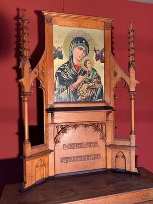 Small Home-Altar O.L. Of Perpetual Help style Gothic - style en Oak wood, Germany 19th century ( anno 1875 )