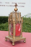 Small Reliquary, Originally Sealed Relic Of The True Cross style Gothic - style en Brass / Bronze, France 19th century