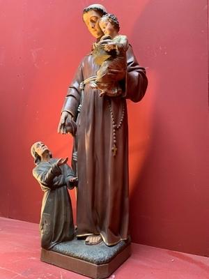 St. Anthony style Gothic - style en Plaster polychrome, Belgium 19 th century