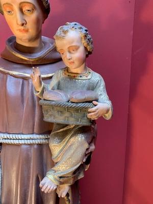 St. Anthony style Gothic - style en Plaster polychrome, Belgium 19 th century