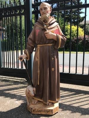 St. Anthony Abbot  style Gothic - style en Terra-Cotta polychrome, France 19th century ( anno 1875 )