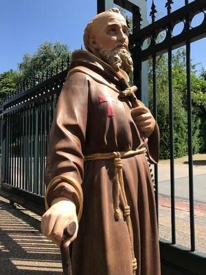 St. Anthony Abbot  style Gothic - style en Terra-Cotta polychrome, France 19th century ( anno 1875 )