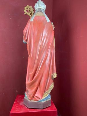 St. Augustin Statue style Gothic - style en Terra - Cotta Polychrome, France 19 th century ( Anno 1865 )