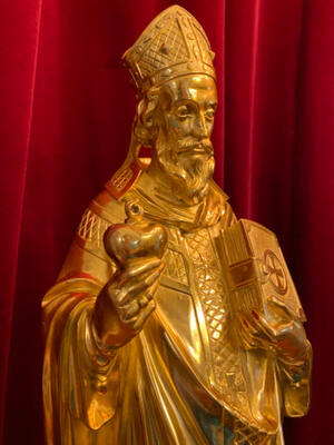 St. Augustine Statue style Gothic - style en Bronze / Polished and Varnished, Belgium  19 th century ( Anno 1865 )