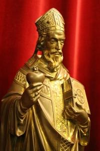 St. Augustinus style Gothic - style en Full Bronze / Gilt, Belgium 19th century