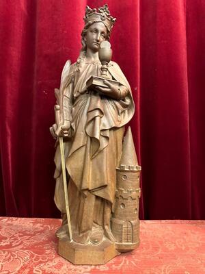 St. Barbara Statue  style Gothic - Style en Terra - Cotta , France 19 th century ( Anno 1885 )