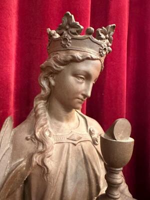 St. Barbara Statue  style Gothic - Style en Terra - Cotta , France 19 th century ( Anno 1885 )