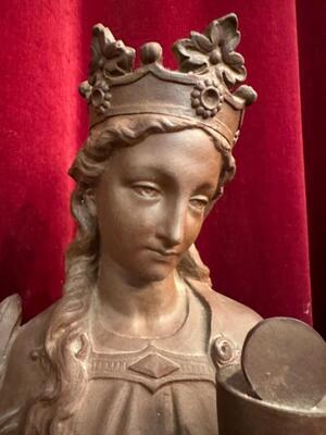 St. Barbara Statue  style Gothic - Style en Terra - Cotta , France 19 th century ( Anno 1885 )