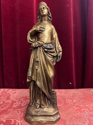 St. Barbara Statue  style Gothic - Style en Bronze, France 19 th century ( Anno 1885 )