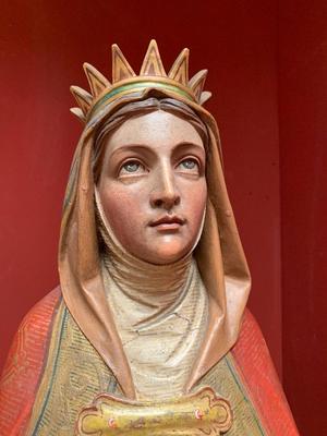 St. Barbara Statue style Gothic - Style en wood polychrome, Belgium 19th century ( anno 1870 )