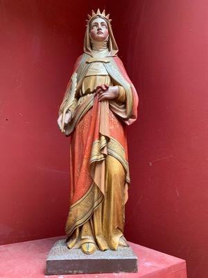 St. Barbara Statue style Gothic - Style en wood polychrome, Belgium 19th century ( anno 1870 )