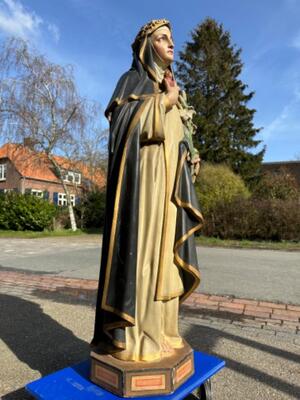 St. Catharina Of Siena style Gothic - Style en Terra - Cotta Polychrome, France 19 th century ( Anno 1865 )