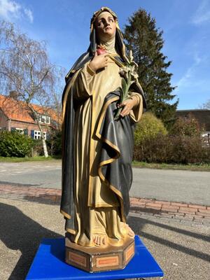 St. Catharina Of Siena style Gothic - Style en Terra - Cotta Polychrome, France 19 th century ( Anno 1865 )