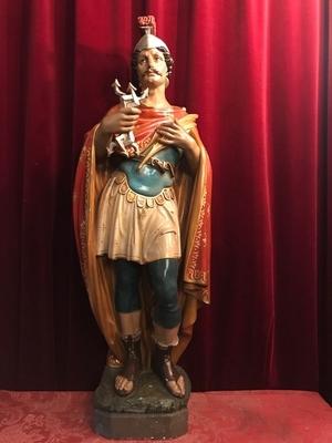 St. Donatus Statue style Gothic - style en plaster polychrome, Belgium 19th century ( anno 1890 )