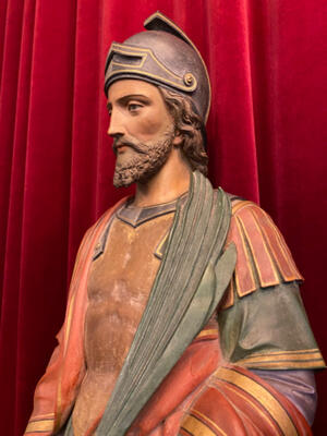 St. Donatus Statue style Gothic - style en Terra - Cotta Polychrome, France 19 th century ( Anno 1885 )