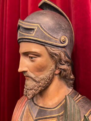 St. Donatus Statue style Gothic - style en Terra - Cotta Polychrome, France 19 th century ( Anno 1885 )