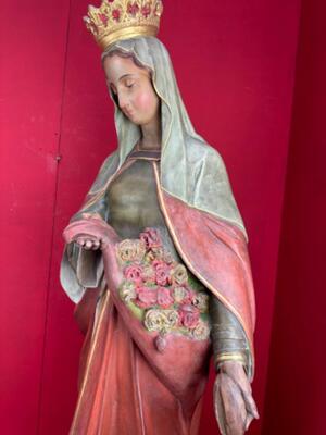 St. Elisabeth Of Hungary Statue style Gothic - Style en Plaster, Belgium  19 th century ( Anno 1885 )